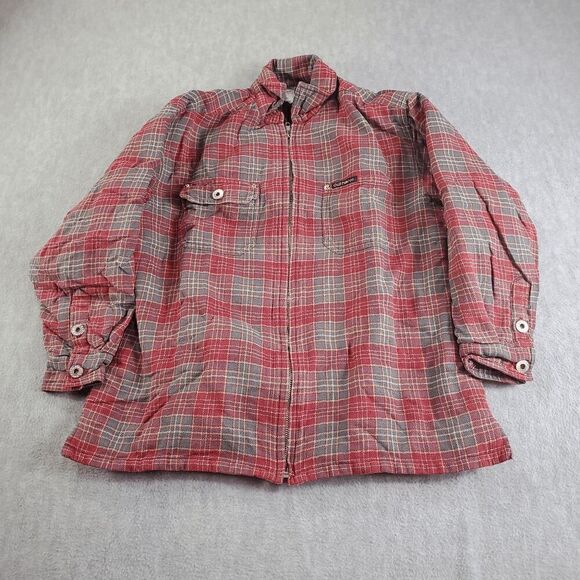 Vintage Old Navy Jacket Womens 10 Red Plaid Flannel 100% Cotton Full Zip - Picture 1 of 8